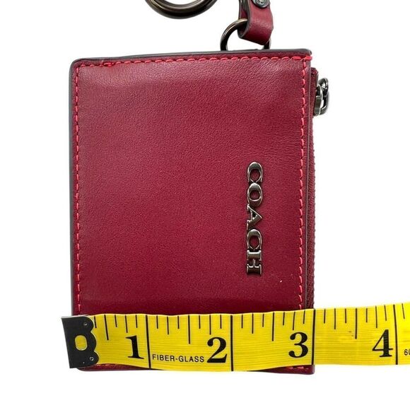 Coach Rare NWOT Dual Card Case Red Metallic Leather Card Case & Key Ring - Picture 11 of 12